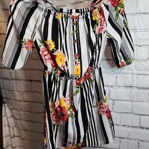 Blush Floral Girls Off Shoulder with Thin Straps Dress